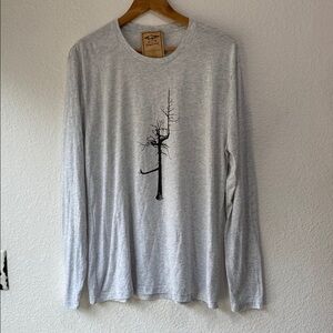 Imperial Men's Gray Long Sleeve Golf Outdoor Comfy Casual Tree Print Shirt Sz L